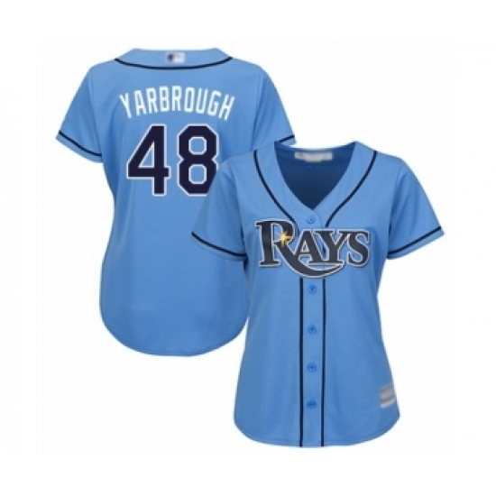 Women's Tampa Bay Rays #48 Ryan Yarbrough Authentic Light Blue Alternate 2 Cool Base Baseball Player Jersey Women's Tampa Bay Rays #48 Ryan Yarbrough Authentic Light Blue Alternate 2 Cool Base Baseball Player Jersey