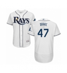 Men's Tampa Bay Rays #47 Oliver Drake Home White Home Flex Base Authentic Collection Baseball Player Jersey Men's Tampa Bay Rays #47 Oliver Drake Home White Home Flex Base Authentic Collection Baseball Player Jersey