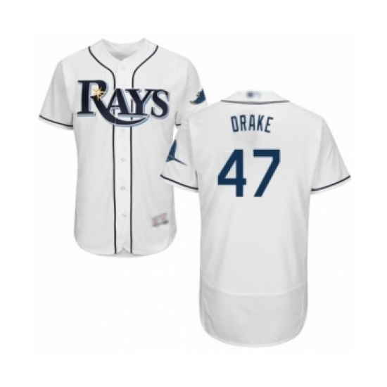 Men's Tampa Bay Rays #47 Oliver Drake Home White Home Flex Base Authentic Collection Baseball Player Jersey Men's Tampa Bay Rays #47 Oliver Drake Home White Home Flex Base Authentic Collection Baseball Player Jersey