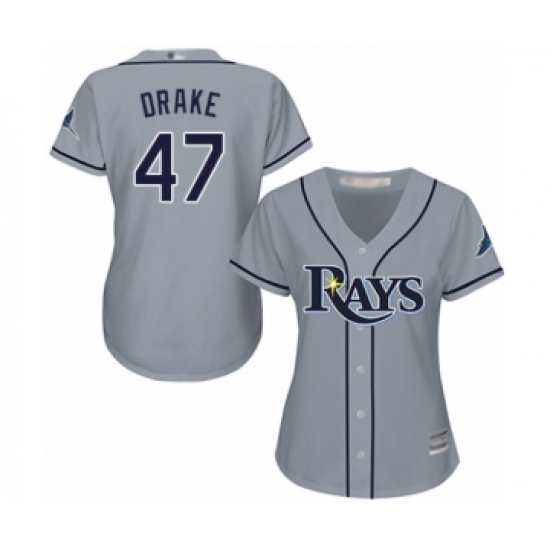 Women's Tampa Bay Rays #47 Oliver Drake Authentic Grey Road Cool Base Baseball Player Jersey Women's Tampa Bay Rays #47 Oliver Drake Authentic Grey Road Cool Base Baseball Player Jersey