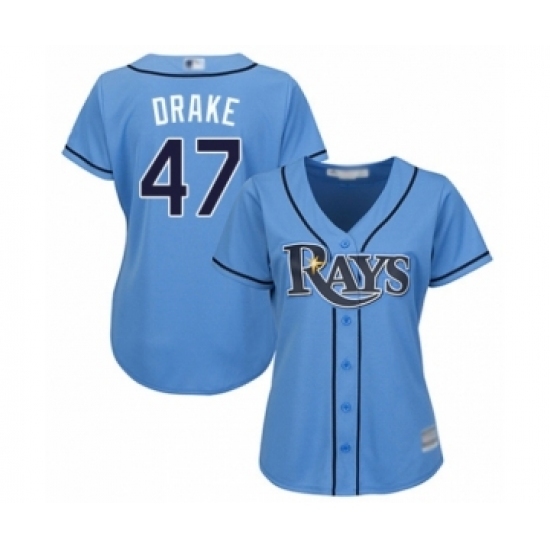 Women's Tampa Bay Rays #47 Oliver Drake Authentic Light Blue Alternate 2 Cool Base Baseball Player Jersey Women's Tampa Bay Rays #47 Oliver Drake Authentic Light Blue Alternate 2 Cool Base Baseball Player Jersey