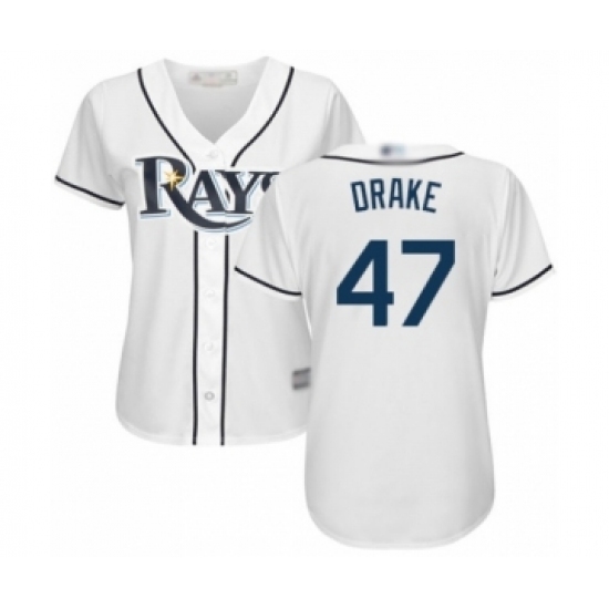 Women's Tampa Bay Rays #47 Oliver Drake Authentic White Home Cool Base Baseball Player Jersey Women's Tampa Bay Rays #47 Oliver Drake Authentic White Home Cool Base Baseball Player Jersey