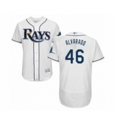 Men's Tampa Bay Rays #46 Jose Alvarado Home White Home Flex Base Authentic Collection Baseball Player Jersey Men's Tampa Bay Rays #46 Jose Alvarado Home White Home Flex Base Authentic Collection Baseball Player Jersey