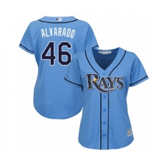 Women's Tampa Bay Rays #46 Jose Alvarado Authentic Light Blue Alternate 2 Cool Base Baseball Player Jersey Women's Tampa Bay Rays #46 Jose Alvarado Authentic Light Blue Alternate 2 Cool Base Baseball Player Jersey