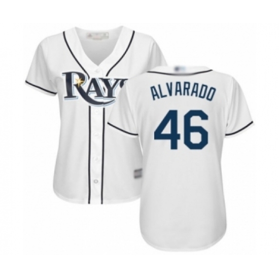 Women's Tampa Bay Rays #46 Jose Alvarado Authentic White Home Cool Base Baseball Player Jersey Women's Tampa Bay Rays #46 Jose Alvarado Authentic White Home Cool Base Baseball Player Jersey