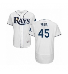 Men's Tampa Bay Rays #45 Austin Pruitt Home White Home Flex Base Authentic Collection Baseball Player Jersey Men's Tampa Bay Rays #45 Austin Pruitt Home White Home Flex Base Authentic Collection Baseball Player Jersey