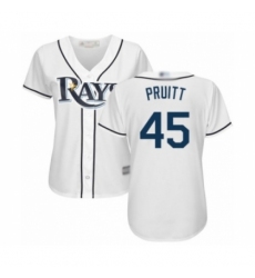 Women's Tampa Bay Rays #45 Austin Pruitt Authentic White Home Cool Base Baseball Player Jersey Women's Tampa Bay Rays #45 Austin Pruitt Authentic White Home Cool Base Baseball Player Jersey