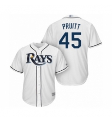 Youth Tampa Bay Rays #45 Austin Pruitt Authentic White Home Cool Base Baseball Player Jersey Youth Tampa Bay Rays #45 Austin Pruitt Authentic White Home Cool Base Baseball Player Jersey