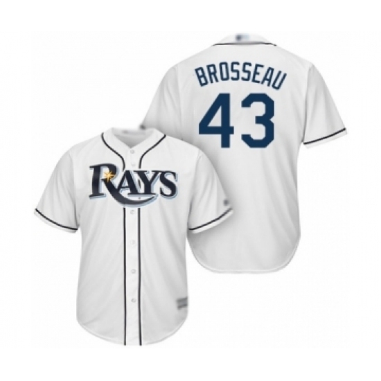 Youth Tampa Bay Rays #43 Mike Brosseau Authentic White Home Cool Base Baseball Player Jersey Youth Tampa Bay Rays #43 Mike Brosseau Authentic White Home Cool Base Baseball Player Jersey