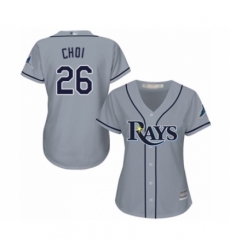 Women's Tampa Bay Rays #26 Ji-Man Choi Authentic Grey Road Cool Base Baseball Player Jersey Women's Tampa Bay Rays #26 Ji-Man Choi Authentic Grey Road Cool Base Baseball Player Jersey