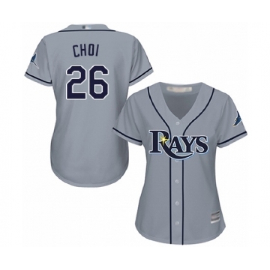 Women's Tampa Bay Rays #26 Ji-Man Choi Authentic Grey Road Cool Base Baseball Player Jersey Women's Tampa Bay Rays #26 Ji-Man Choi Authentic Grey Road Cool Base Baseball Player Jersey
