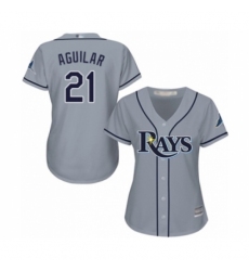 Women's Tampa Bay Rays #21 Jesus Aguilar Authentic Grey Road Cool Base Baseball Player Jersey Women's Tampa Bay Rays #21 Jesus Aguilar Authentic Grey Road Cool Base Baseball Player Jersey