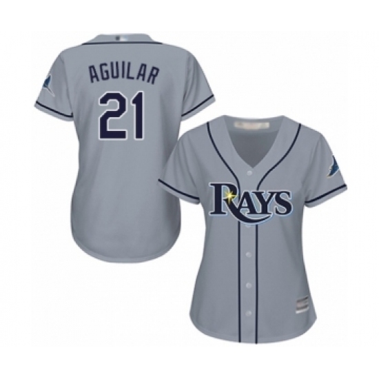 Women's Tampa Bay Rays #21 Jesus Aguilar Authentic Grey Road Cool Base Baseball Player Jersey Women's Tampa Bay Rays #21 Jesus Aguilar Authentic Grey Road Cool Base Baseball Player Jersey