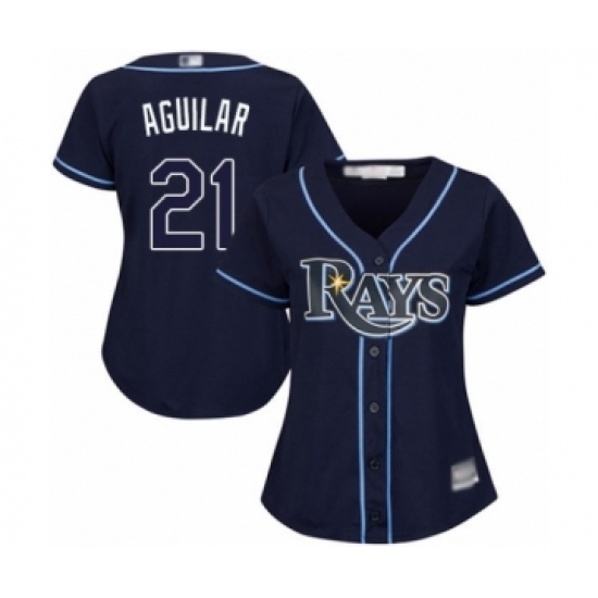 Women's Tampa Bay Rays #21 Jesus Aguilar Authentic Navy Blue Alternate Cool Base Baseball Player Jersey Women's Tampa Bay Rays #21 Jesus Aguilar Authentic Navy Blue Alternate Cool Base Baseball Player Jersey
