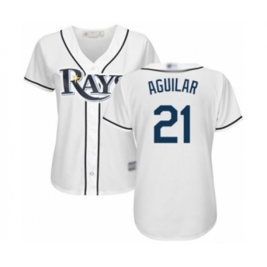 Women's Tampa Bay Rays #21 Jesus Aguilar Authentic White Home Cool Base Baseball Player Jersey Women's Tampa Bay Rays #21 Jesus Aguilar Authentic White Home Cool Base Baseball Player Jersey