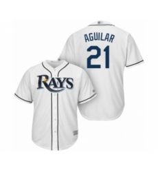 Youth Tampa Bay Rays #21 Jesus Aguilar Authentic White Home Cool Base Baseball Player Jersey Youth Tampa Bay Rays #21 Jesus Aguilar Authentic White Home Cool Base Baseball Player Jersey
