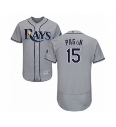 Men's Tampa Bay Rays #15 Emilio Pagan Grey Road Flex Base Authentic Collection Baseball Player Jersey Men's Tampa Bay Rays #15 Emilio Pagan Grey Road Flex Base Authentic Collection Baseball Player Jersey