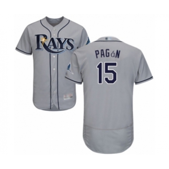 Men's Tampa Bay Rays #15 Emilio Pagan Grey Road Flex Base Authentic Collection Baseball Player Jersey Men's Tampa Bay Rays #15 Emilio Pagan Grey Road Flex Base Authentic Collection Baseball Player Jersey