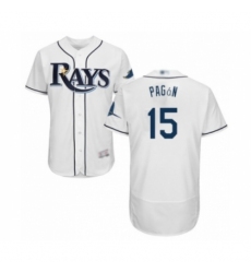 Men's Tampa Bay Rays #15 Emilio Pagan Home White Home Flex Base Authentic Collection Baseball Player Jersey Men's Tampa Bay Rays #15 Emilio Pagan Home White Home Flex Base Authentic Collection Baseball Player Jersey