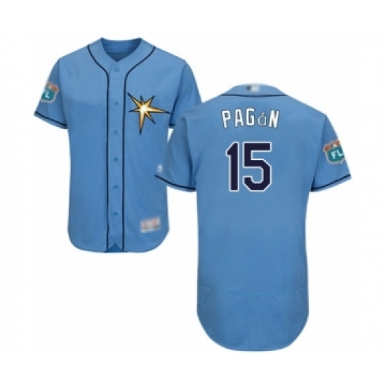 Men's Tampa Bay Rays #15 Emilio Pagan Light Blue Flexbase Authentic Collection Baseball Player Jersey Men's Tampa Bay Rays #15 Emilio Pagan Light Blue Flexbase Authentic Collection Baseball Player Jersey