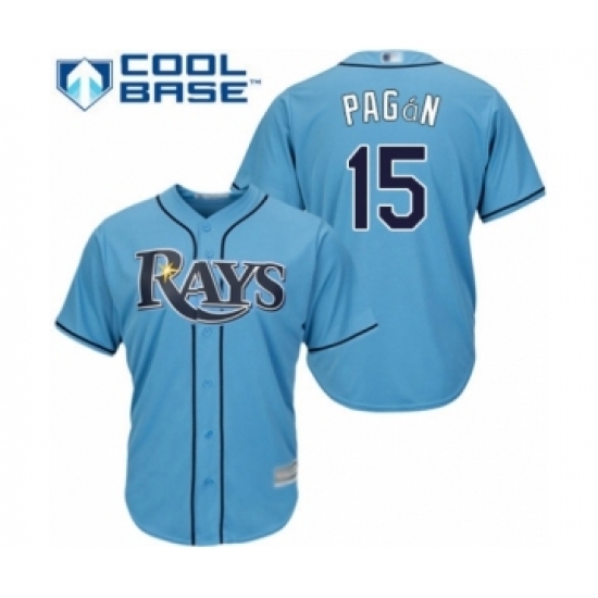 Youth Tampa Bay Rays #15 Emilio Pagan Authentic Light Blue Alternate 2 Cool Base Baseball Player Jersey Youth Tampa Bay Rays #15 Emilio Pagan Authentic Light Blue Alternate 2 Cool Base Baseball Player Jersey