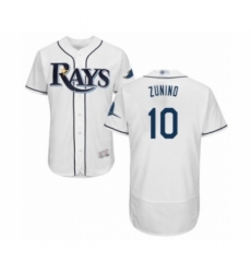 Men's Tampa Bay Rays #10 Mike Zunino Home White Home Flex Base Authentic Collection Baseball Player Jersey Men's Tampa Bay Rays #10 Mike Zunino Home White Home Flex Base Authentic Collection Baseball Player Jersey