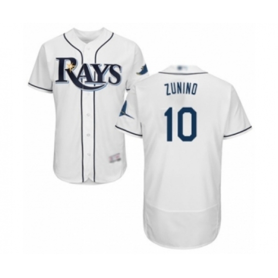Men's Tampa Bay Rays #10 Mike Zunino Home White Home Flex Base Authentic Collection Baseball Player Jersey Men's Tampa Bay Rays #10 Mike Zunino Home White Home Flex Base Authentic Collection Baseball Player Jersey