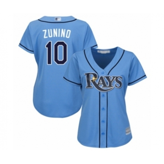 Women's Tampa Bay Rays #10 Mike Zunino Authentic Light Blue Alternate 2 Cool Base Baseball Player Jersey Women's Tampa Bay Rays #10 Mike Zunino Authentic Light Blue Alternate 2 Cool Base Baseball Player Jersey