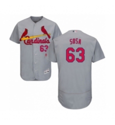 Men's St. Louis Cardinals #63 Edmundo Sosa Grey Road Flex Base Authentic Collection Baseball Player Jersey Men's St. Louis Cardinals #63 Edmundo Sosa Grey Road Flex Base Authentic Collection Baseball Player Jersey