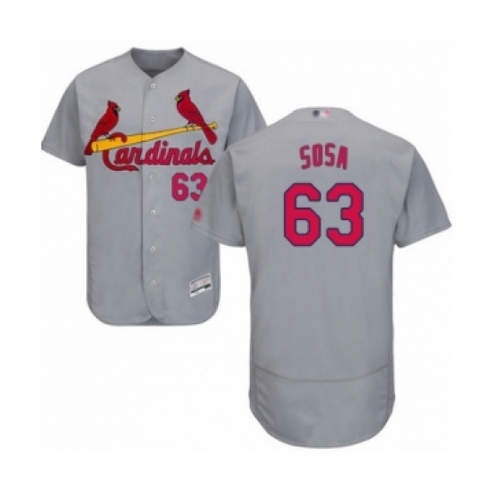 Men's St. Louis Cardinals #63 Edmundo Sosa Grey Road Flex Base Authentic Collection Baseball Player Jersey Men's St. Louis Cardinals #63 Edmundo Sosa Grey Road Flex Base Authentic Collection Baseball Player Jersey