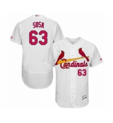 Men's St. Louis Cardinals #63 Edmundo Sosa White Home Flex Base Authentic Collection Baseball Player Jersey Men's St. Louis Cardinals #63 Edmundo Sosa White Home Flex Base Authentic Collection Baseball Player Jersey