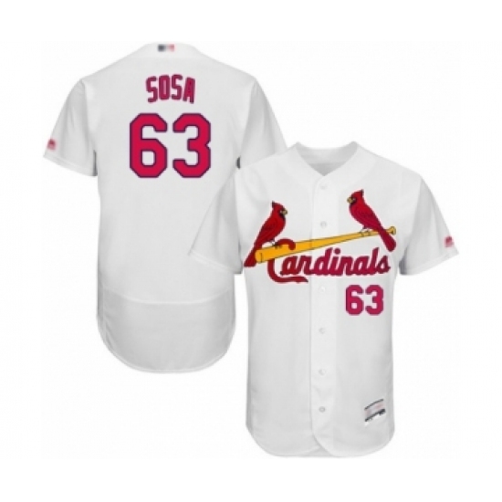 Men's St. Louis Cardinals #63 Edmundo Sosa White Home Flex Base Authentic Collection Baseball Player Jersey Men's St. Louis Cardinals #63 Edmundo Sosa White Home Flex Base Authentic Collection Baseball Player Jersey