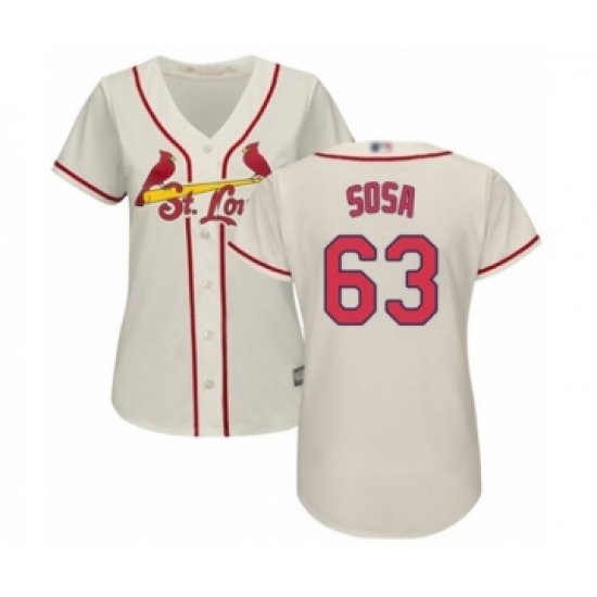 Women's St. Louis Cardinals #63 Edmundo Sosa Authentic Cream Alternate Cool Base Baseball Player Jersey Women's St. Louis Cardinals #63 Edmundo Sosa Authentic Cream Alternate Cool Base Baseball Player Jersey