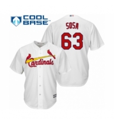 Youth St. Louis Cardinals #63 Edmundo Sosa Authentic White Home Cool Base Baseball Player Jersey Youth St. Louis Cardinals #63 Edmundo Sosa Authentic White Home Cool Base Baseball Player Jersey