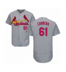 Men's St. Louis Cardinals #61 Genesis Cabrera Grey Road Flex Base Authentic Collection Baseball Player Jersey