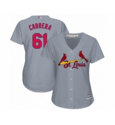 Women's St. Louis Cardinals #61 Genesis Cabrera Authentic Grey Road Cool Base Baseball Player Jersey