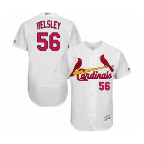 Men's St. Louis Cardinals #56 Ryan Helsley White Home Flex Base Authentic Collection Baseball Player Jersey Men's St. Louis Cardinals #56 Ryan Helsley White Home Flex Base Authentic Collection Baseball Player Jersey