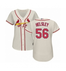 Women's St. Louis Cardinals #56 Ryan Helsley Authentic Cream Alternate Cool Base Baseball Player Jersey Women's St. Louis Cardinals #56 Ryan Helsley Authentic Cream Alternate Cool Base Baseball Player Jersey
