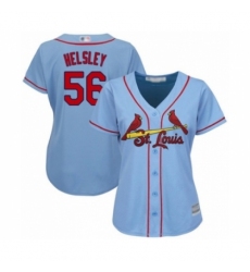 Women's St. Louis Cardinals #56 Ryan Helsley Authentic Light Blue Alternate Cool Base Baseball Player Jersey Women's St. Louis Cardinals #56 Ryan Helsley Authentic Light Blue Alternate Cool Base Baseball Player Jersey