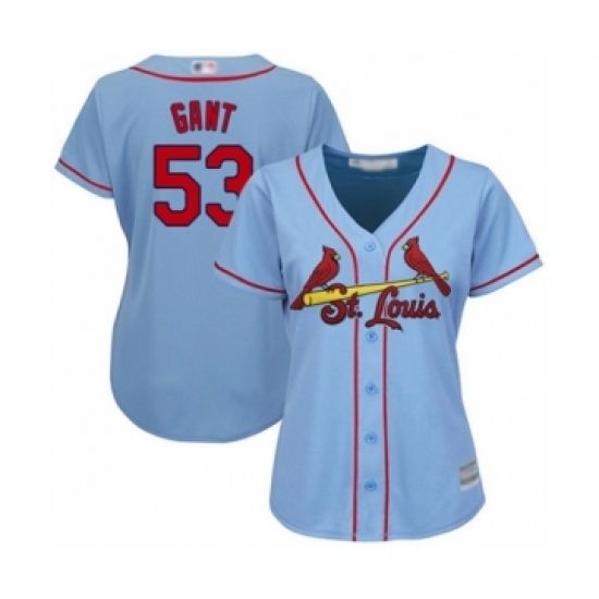 Women's St. Louis Cardinals #53 John Gant Authentic Light Blue Alternate Cool Base Baseball Player Jersey Women's St. Louis Cardinals #53 John Gant Authentic Light Blue Alternate Cool Base Baseball Player Jersey