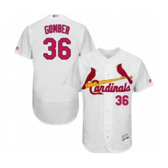 Men's St. Louis Cardinals #36 Austin Gomber White Home Flex Base Authentic Collection Baseball Player Jersey Men's St. Louis Cardinals #36 Austin Gomber White Home Flex Base Authentic Collection Baseball Player Jersey