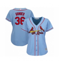Women's St. Louis Cardinals #36 Austin Gomber Authentic Light Blue Alternate Cool Base Baseball Player Jersey Women's St. Louis Cardinals #36 Austin Gomber Authentic Light Blue Alternate Cool Base Baseball Player Jersey