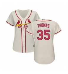 Women's St. Louis Cardinals #35 Lane Thomas Authentic Cream Alternate Cool Base Baseball Player Jersey Women's St. Louis Cardinals #35 Lane Thomas Authentic Cream Alternate Cool Base Baseball Player Jersey