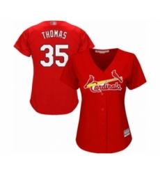 Women's St. Louis Cardinals #35 Lane Thomas Authentic Red Alternate Cool Base Baseball Player Jersey Women's St. Louis Cardinals #35 Lane Thomas Authentic Red Alternate Cool Base Baseball Player Jersey