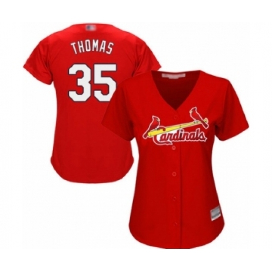 Women's St. Louis Cardinals #35 Lane Thomas Authentic Red Alternate Cool Base Baseball Player Jersey Women's St. Louis Cardinals #35 Lane Thomas Authentic Red Alternate Cool Base Baseball Player Jersey