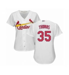 Women's St. Louis Cardinals #35 Lane Thomas Authentic White Home Cool Base Baseball Player Jersey Women's St. Louis Cardinals #35 Lane Thomas Authentic White Home Cool Base Baseball Player Jersey
