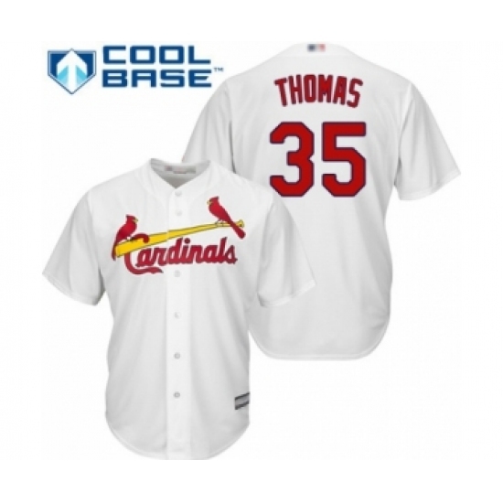 Youth St. Louis Cardinals #35 Lane Thomas Authentic White Home Cool Base Baseball Player Jersey Youth St. Louis Cardinals #35 Lane Thomas Authentic White Home Cool Base Baseball Player Jersey