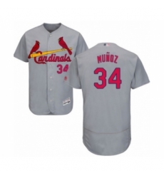 Men's St. Louis Cardinals #34 Yairo Munoz Grey Road Flex Base Authentic Collection Baseball Player Jersey