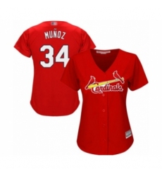 Women's St. Louis Cardinals #34 Yairo Munoz Authentic Red Alternate Cool Base Baseball Player Jersey