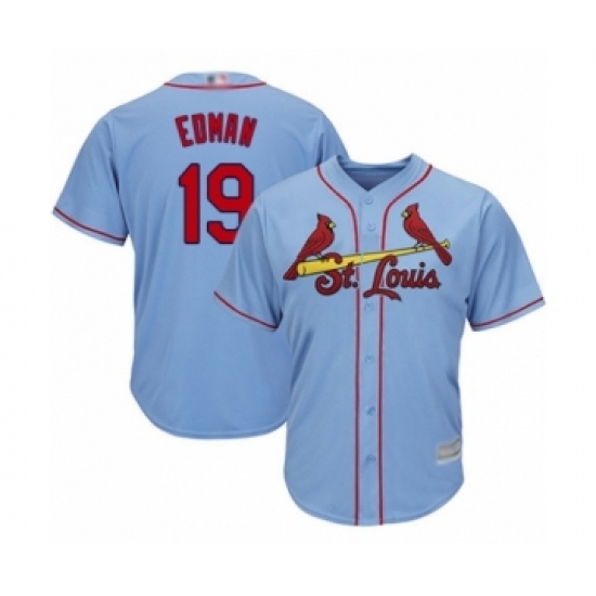 Youth St. Louis Cardinals #19 Tommy Edman Authentic Light Blue Alternate Cool Base Baseball Player Jersey Youth St. Louis Cardinals #19 Tommy Edman Authentic Light Blue Alternate Cool Base Baseball Player Jersey